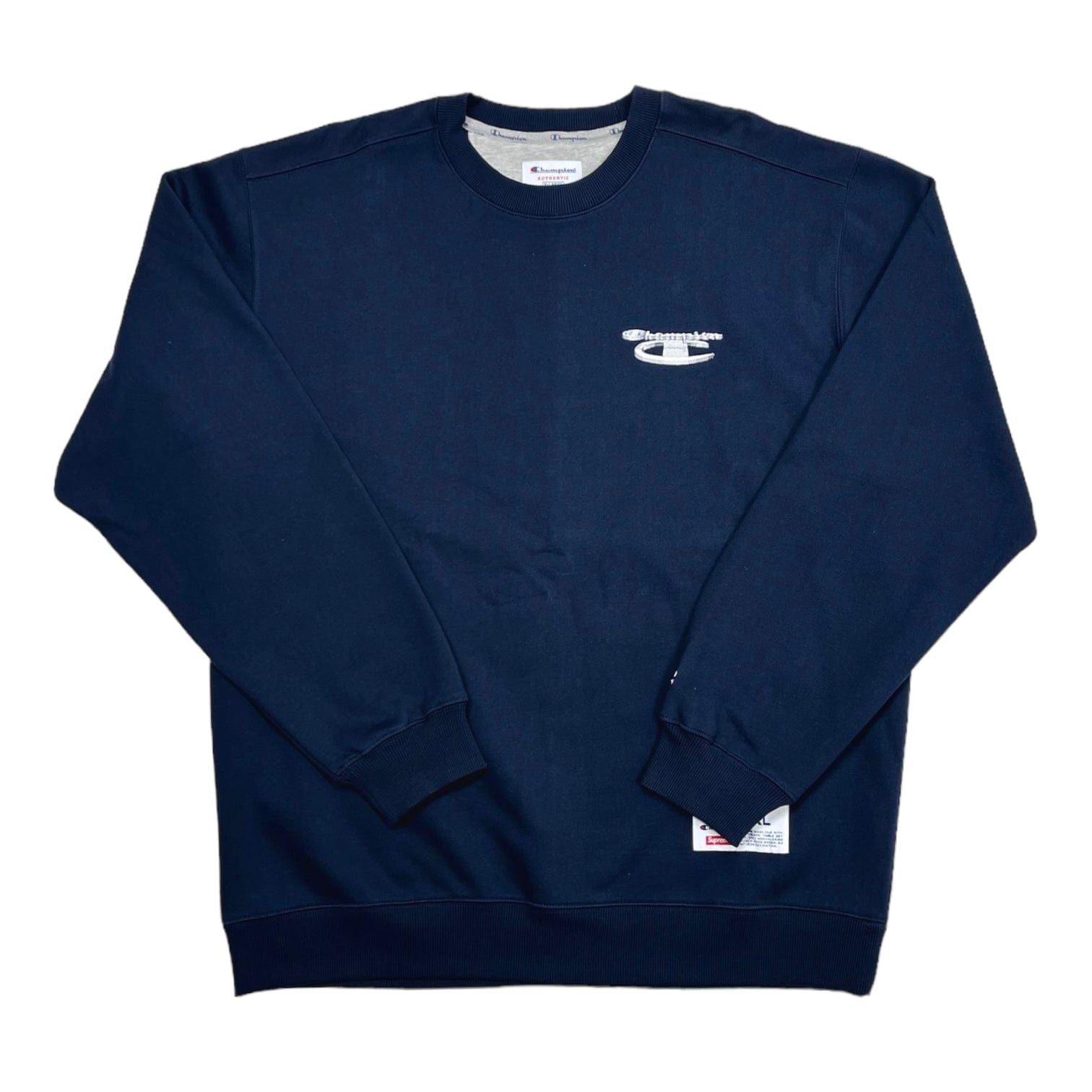 Champion × Supreme Supreme Champion 3D Metallic Navy Sweatshirt Sz