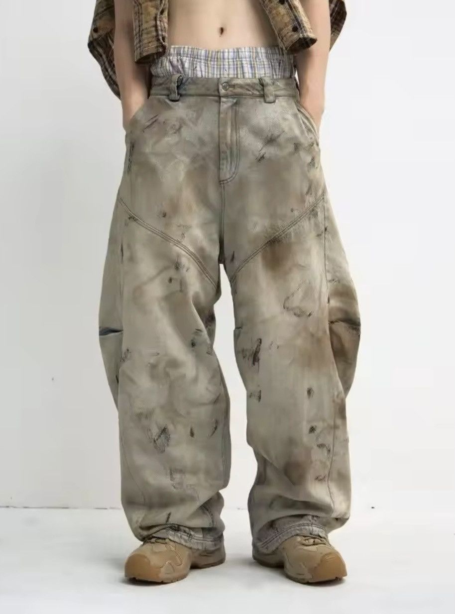 High Street Retro Washed Tie-Dye Distressed Jeans