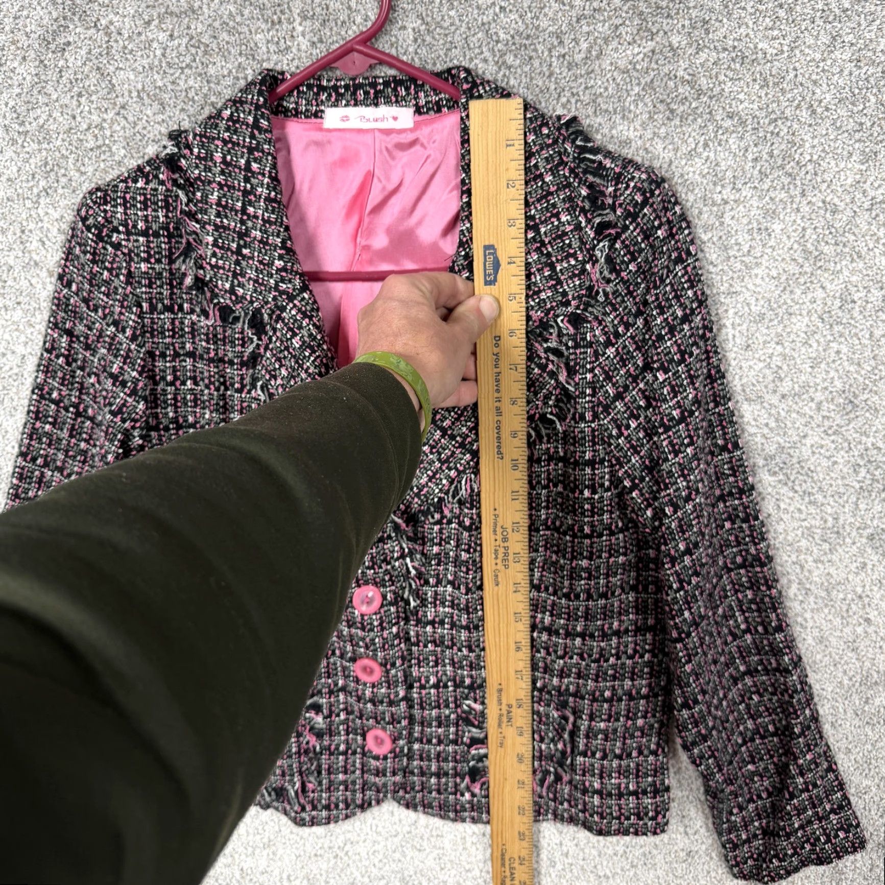 Vintage VINTAGE Blush Skirt Suit Set 11/12 Pink Tweed Coquette Academia Preppy 90s Ladies Womens Girls Teens Fashion Size 32" / US 10 / IT 46 - 5 Thumbnail