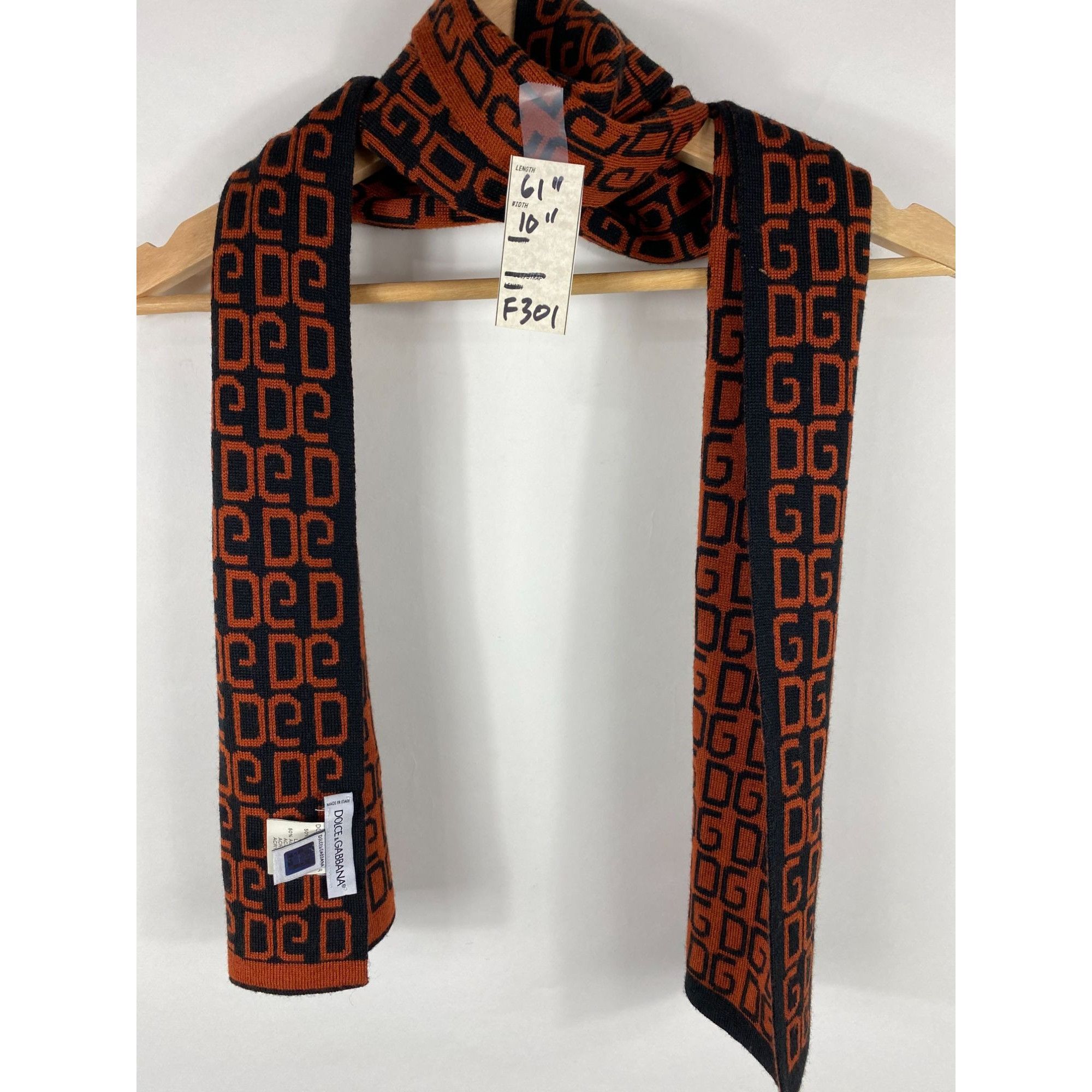 Dolce & Gabbana Dolce & Gabbana DG Monogam Wool/Acrylic Scarf Brown/Black Ma Size ONE SIZE - 6 Thumbnail