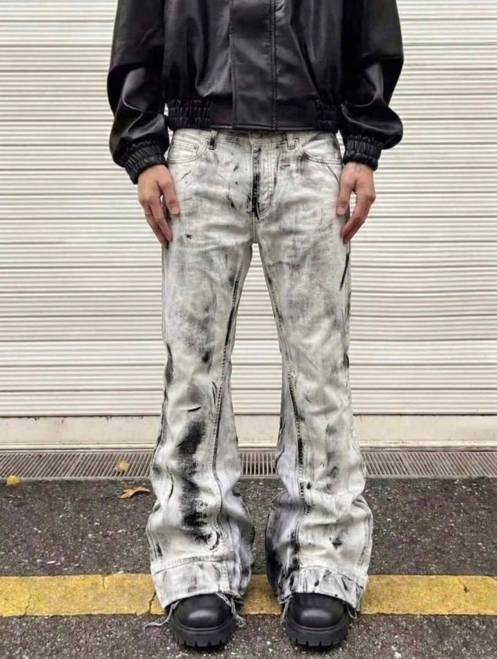 Japanese Brand flare bootcut painted black jeans Size 30" / US 8 / IT 44 - 4 Thumbnail