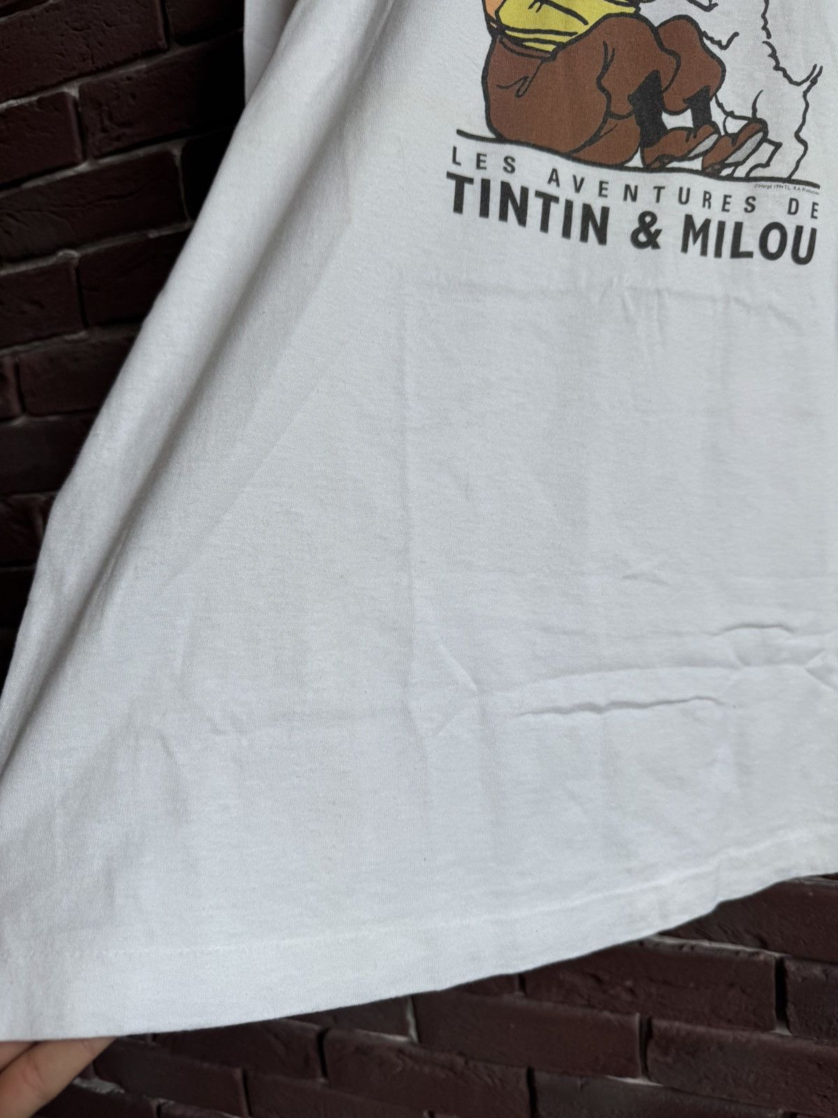 Vintage Vintage 1994 TINTIN & Milou Cartoon Movie Promo Shirt Size US XL / EU 56 / 4 - 6 Thumbnail
