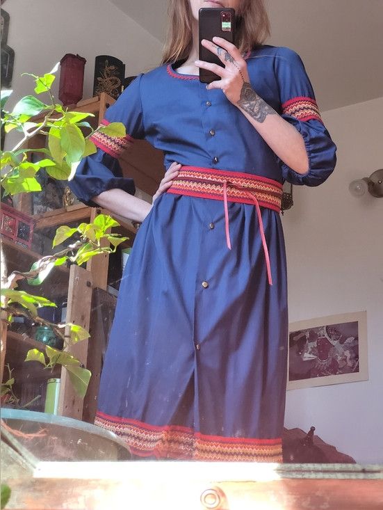 Vintage Perri-Ann Lingerie 60s Vintage Blue 2 Piece Maxi Dress - S Size S / US 4 / IT 40 - 10 Thumbnail