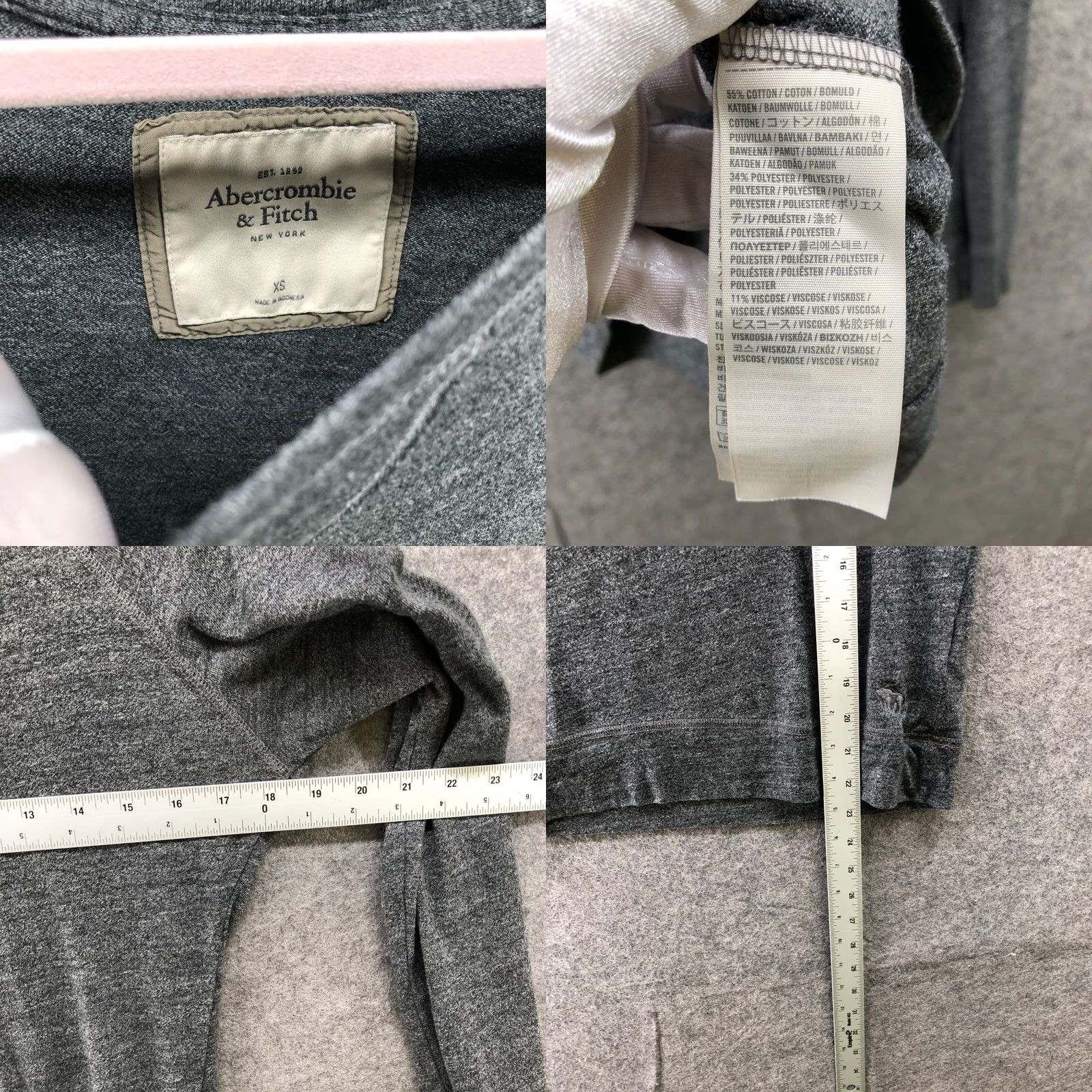 Abercrombie & Fitch VTG Abercrombie & Fitch Sweatshirt Womens XS Gray Lightweight Scoop Neck Pullover Cotton Blend Fleece Regular Fit Size XS / US 0-2 / IT 36-38 - 8 Thumbnail