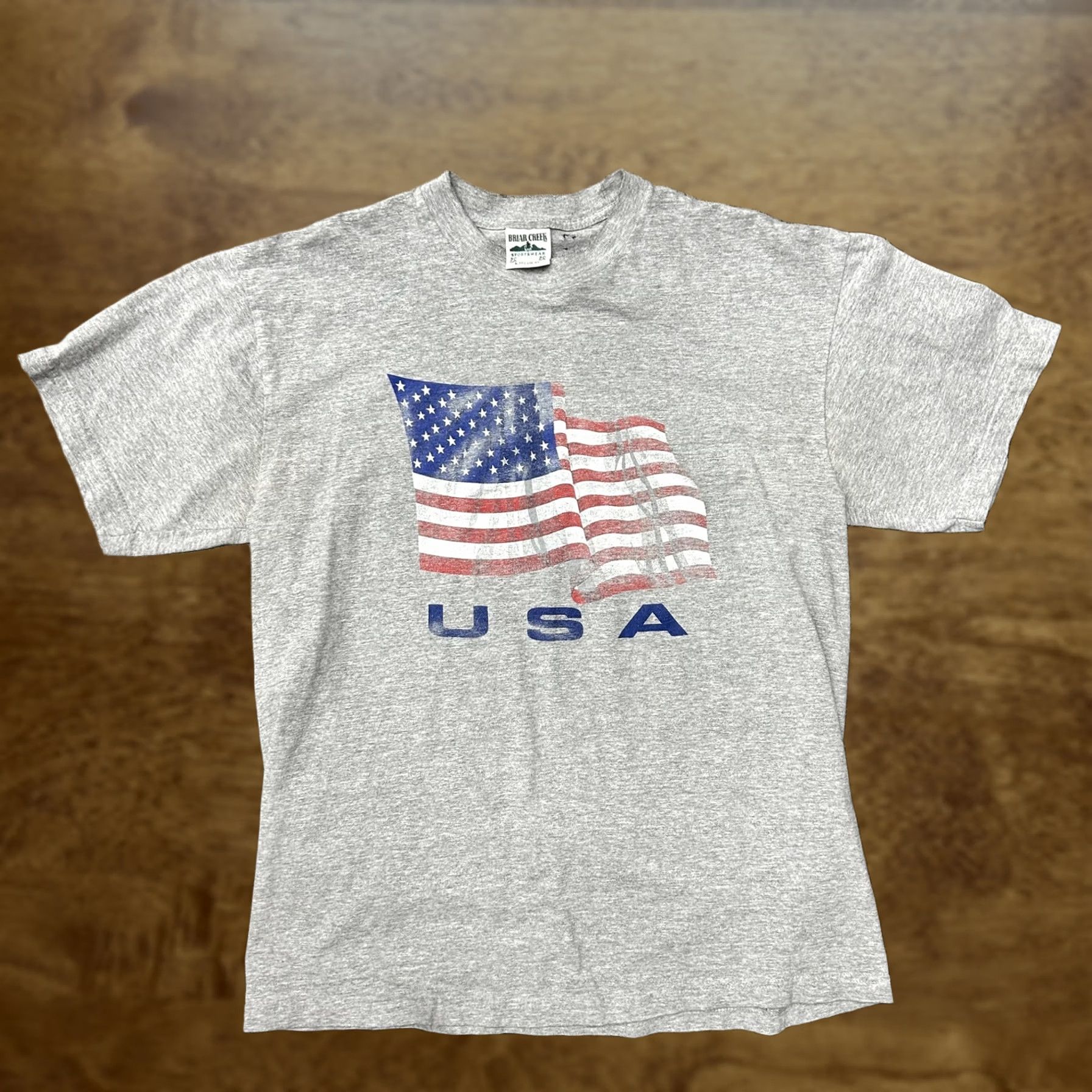 Vintage VINTAGE USA Flag Shirt Mens Large Gray Briar Creek Sportswear Patriotic Graphic Tee Size US M / EU 48-50 / 2 - 1 Thumbnail