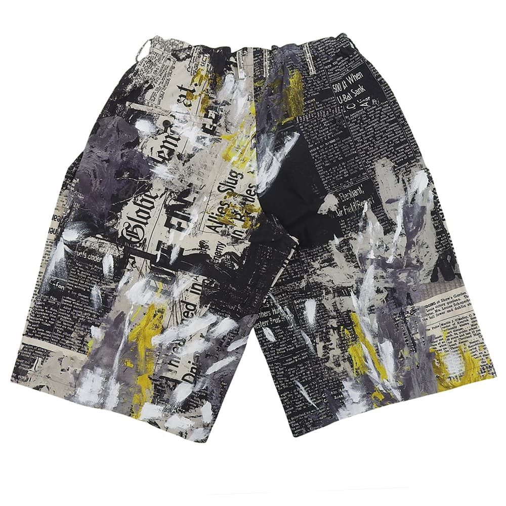 Yohji Yamamoto Yohji Yamamoto POUR HOMME Newspaper Drawstring Shorts Size US 31 - 2 Thumbnail