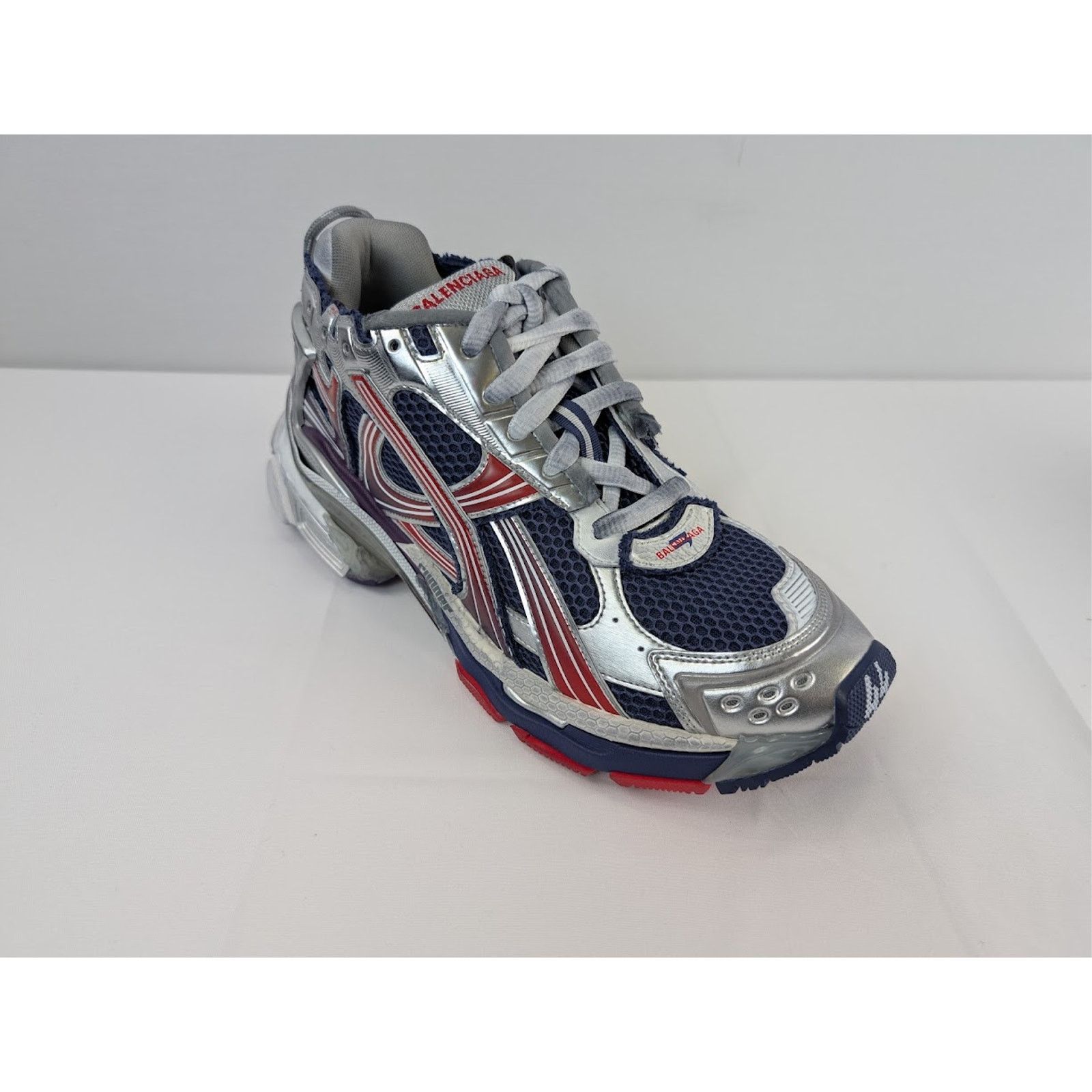 Balenciaga o1rshd1 Mesh Rubber Runner in Navy/Red/Grey Size US 12 / EU 45 - 3 Thumbnail