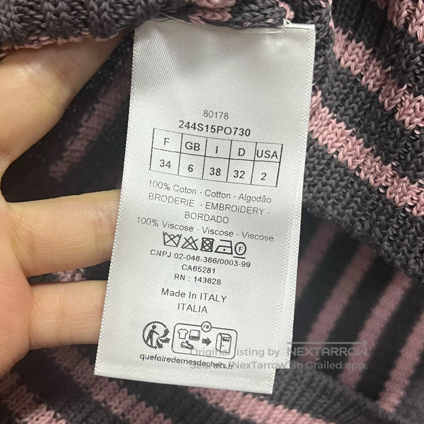 Dior Dior Color contrast striped pullover short-sleeved knit sw Size XS / US 0-2 / IT 36-38 - 4 Thumbnail