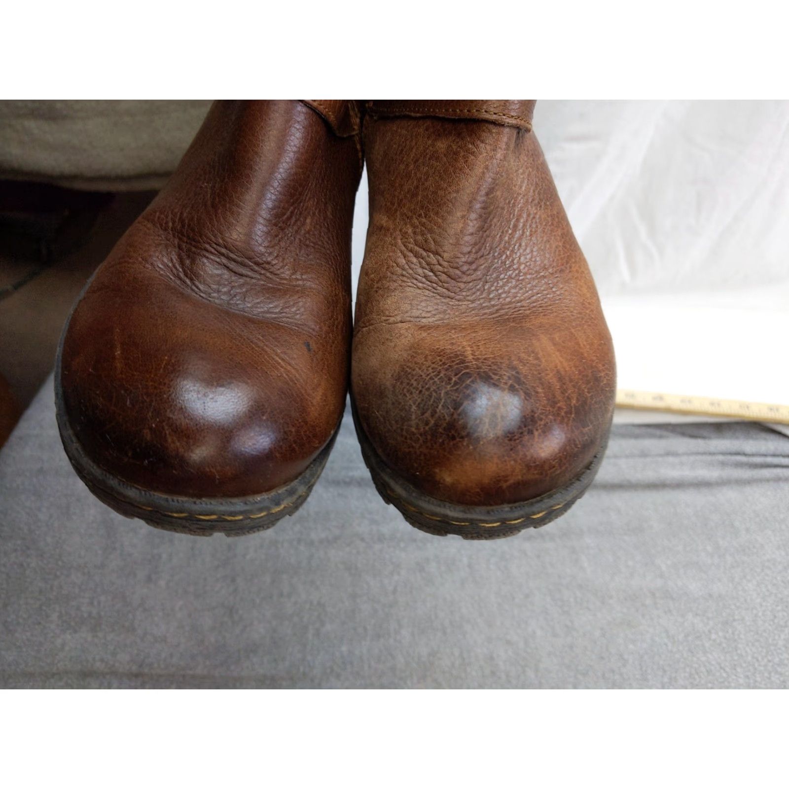 Vintage B.o.c Boots Womens Size 9 40.5 Brown Leather Knee High Biker Buckle Zip Lug Sole Size US 9 / IT 39 - 3 Thumbnail