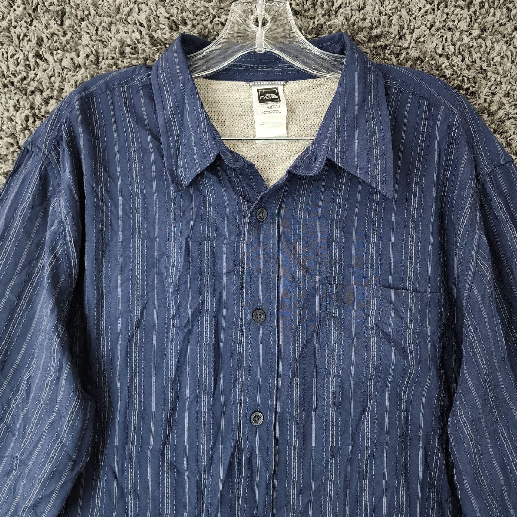 The North Face THE NORTH FACE Striped Button-Up Shirt Mens Regular Fit Long Sleeve Blue XL Size US XL / EU 56 / 4 - 3 Thumbnail