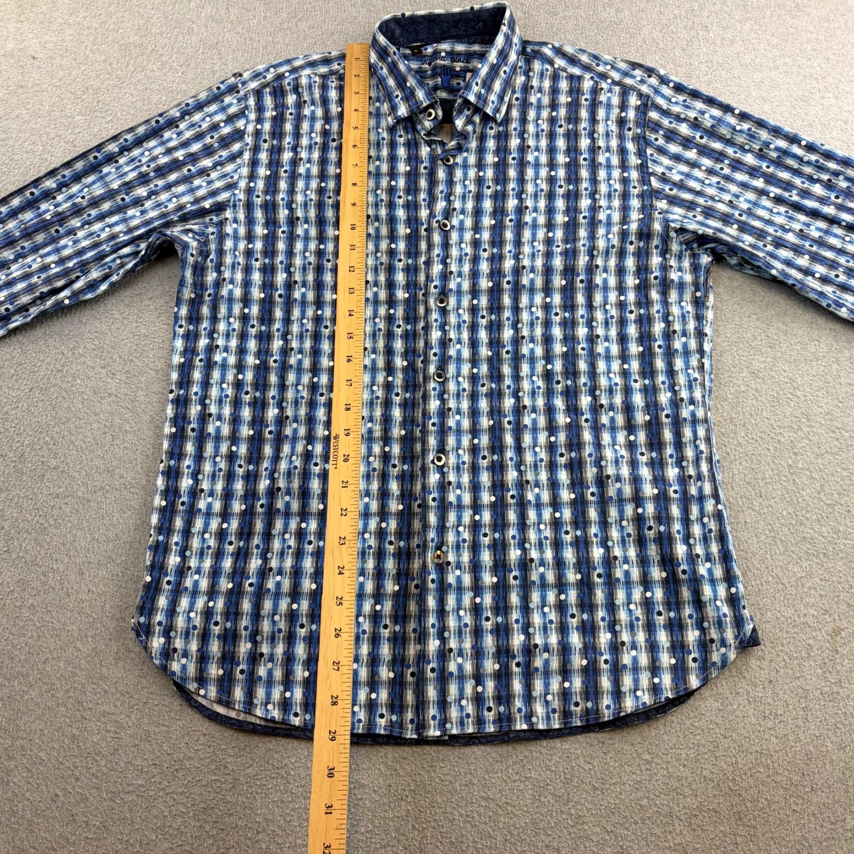 Vintage Visconti Black Shirt Mens L Blue Polka Dot Long Sleeve Button Up Casual Size US L / EU 52-54 / 3 - 3 Thumbnail