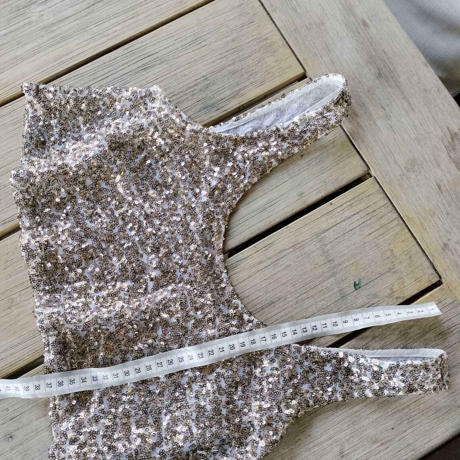 Japanese Brand Crop Top Tank Sequin Mesh Embroidered Baroque Festival Size ONE SIZE - 6 Thumbnail