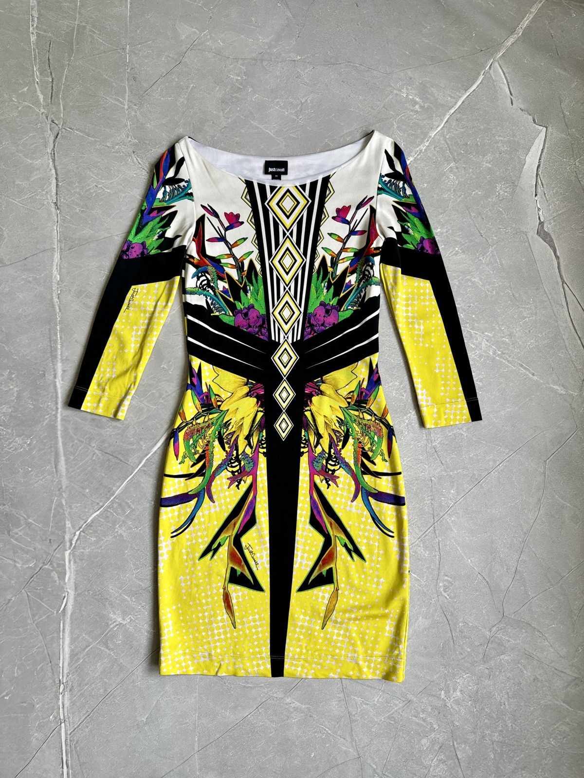 Just Cavalli Just Cavalli Multicolor Slim Dress Floral Geometric Pattern Size M / US 6-8 / IT 42-44 - 2 Thumbnail