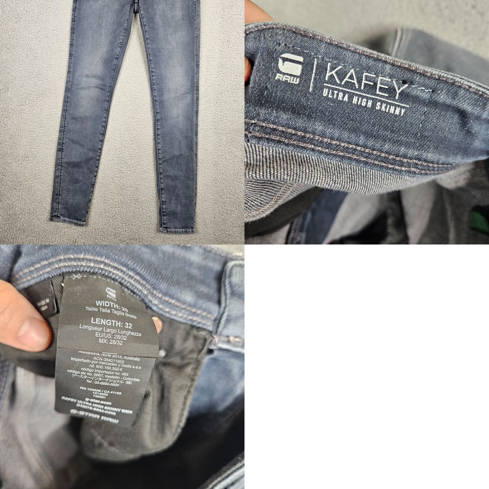 G-Star G-star RAW Kafey Ultra High Skinny Jeans Women's 28 Teal Blue Denim Slim Stretch Regular Fit Belted 5-Pocket Casual Jeans Style Skinny Size 28" / US 6 / IT 42 - 8 Thumbnail
