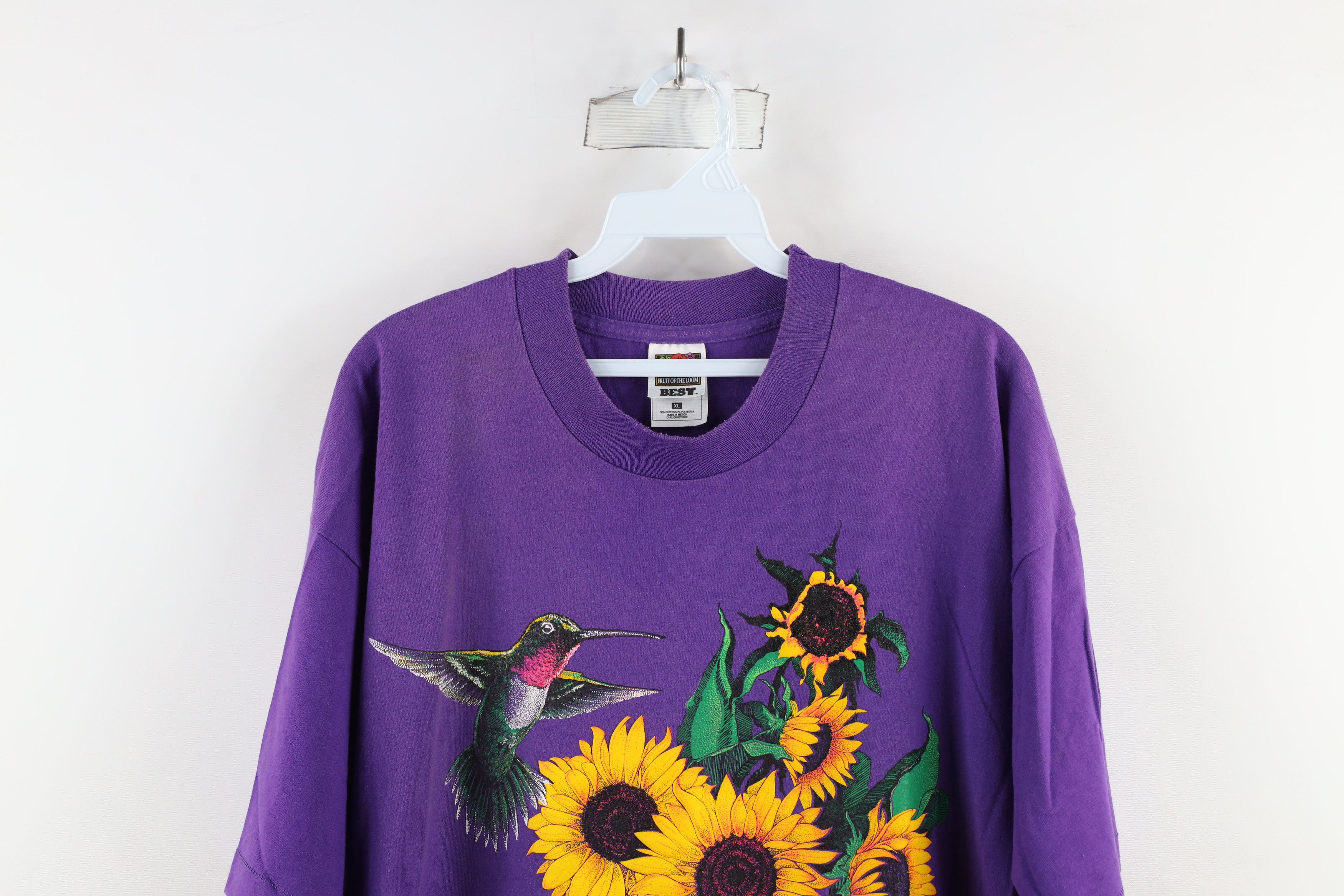 Vintage Vintage 90s Country Primitive Hummingbird Flower T-Shirt Size XL / US 12-14 / IT 48-50 - 2 Thumbnail