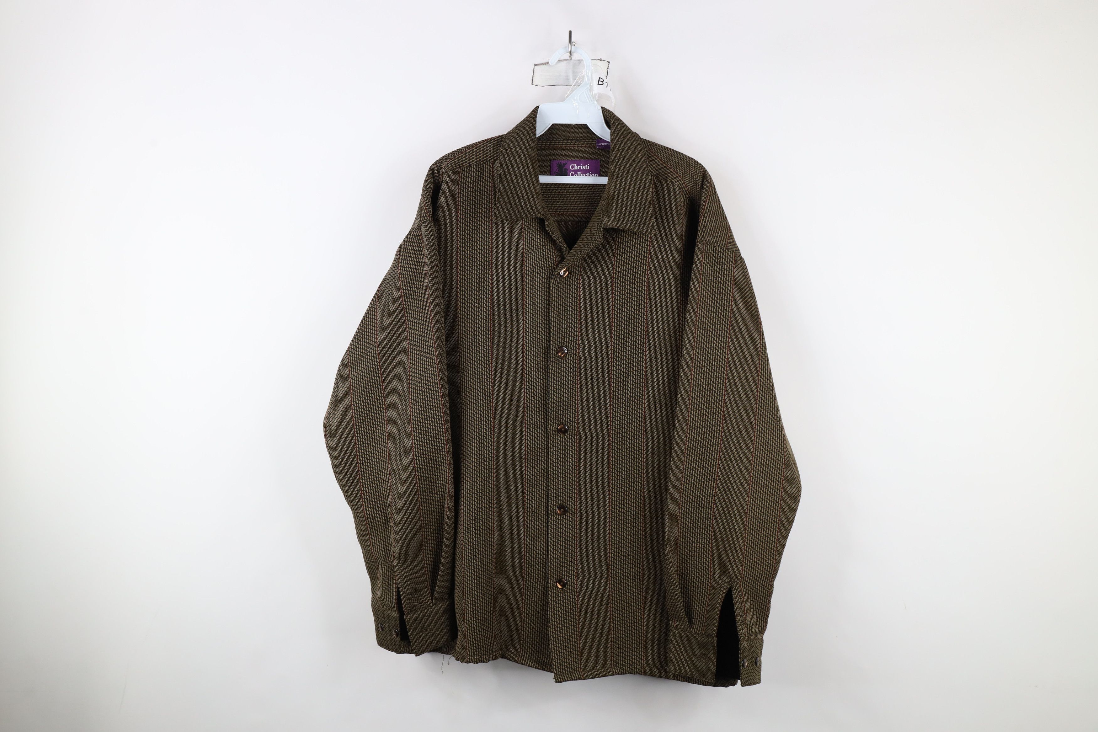 Vintage Vintage 90s Rockabilly Streetwear Knit Collared Button Shirt Size US L / EU 52-54 / 3 - 1 Thumbnail