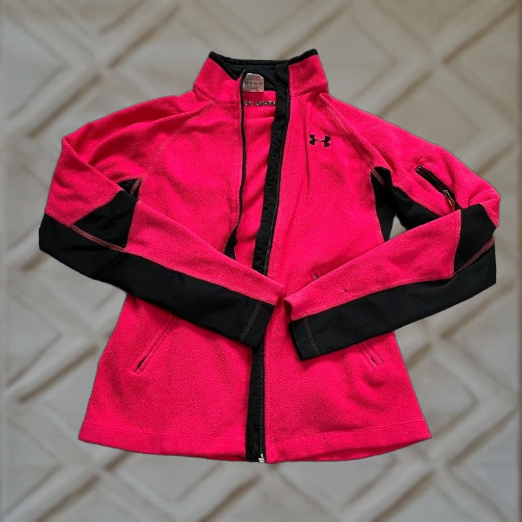 Under Armour Under Armour Fleece Jacket Womens XS Red Black Full Zip Pocket High Neck Outdoor Size M / US 6-8 / IT 42-44 - 1 Thumbnail