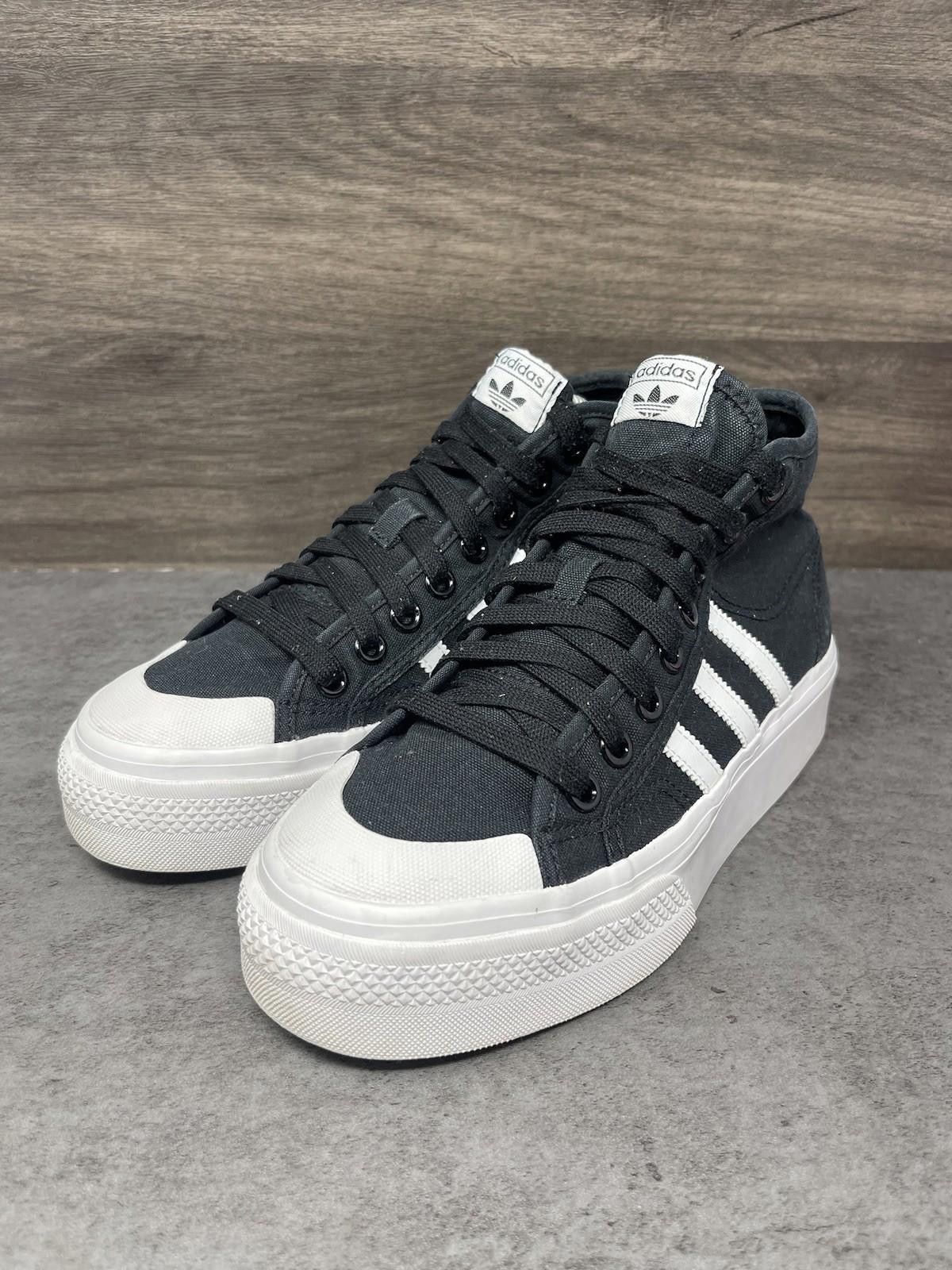 Adidas Adidas Nizza Mid Platform Sneakers Womens Size 7 Black White Size US 7 / IT 37 - 2 Thumbnail