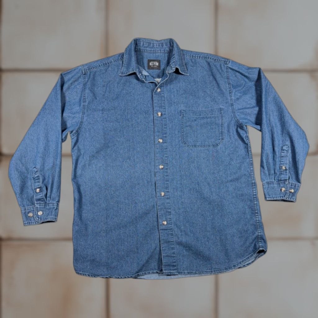 Vintage VINTAGE Key Shirt Adult LARGE Blue Chambray Workwear Outdoor Denim Style Y2K Mens Shirt Size US L / EU 52-54 / 3 - 1 Thumbnail
