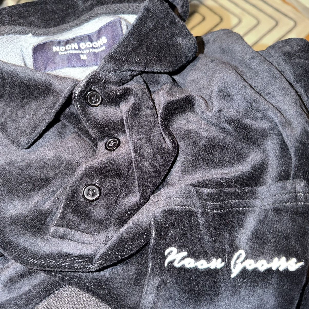 Noon Goons Noon Goons Velour Long Sleeve Polo Shirt Black Size US M / EU 48-50 / 2 - 6 Thumbnail