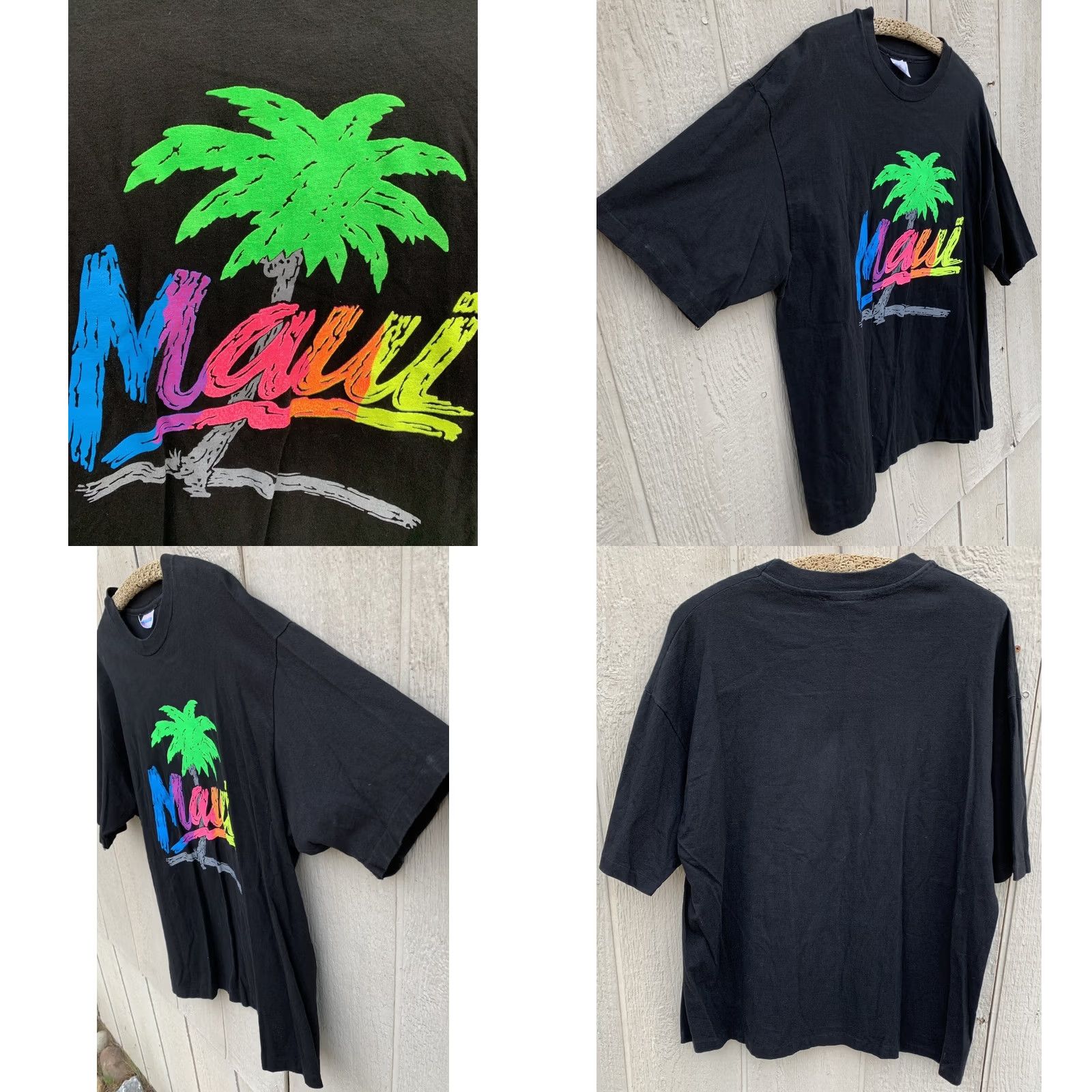 Vintage VINTAGE American Heavyweight Maui T Shirt Black XL Short Sleeve Cotton 1980s 1990s Hawaiian Tropical Graphic Cracking Heavyweight Mens Shirt Size US XL / EU 56 / 4 - 8 Thumbnail