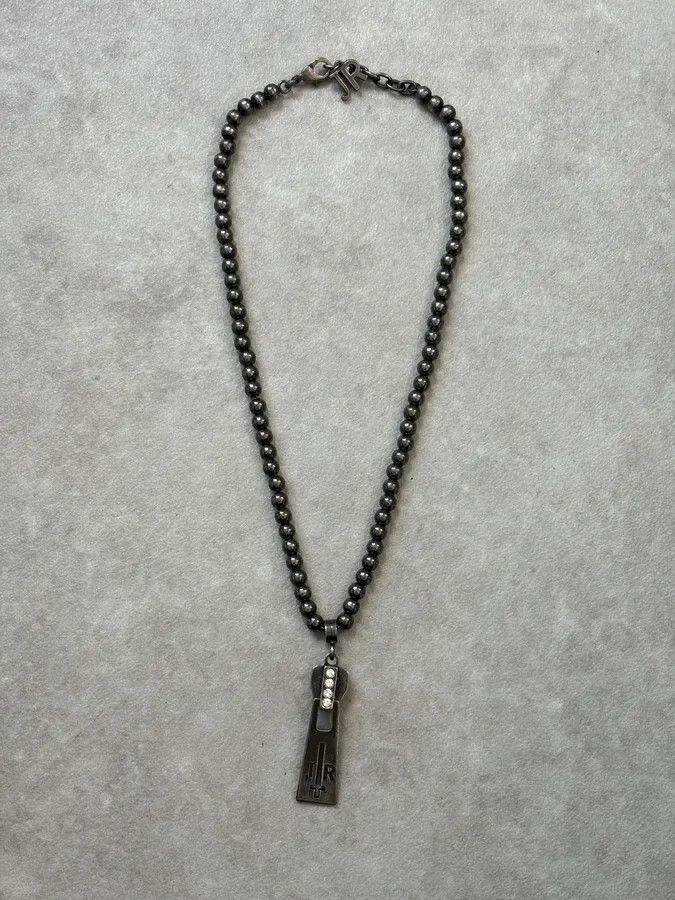 John Richmond John Richmond Dark Grey Metal Zip Pendant Necklace Size ONE SIZE - 2 Thumbnail
