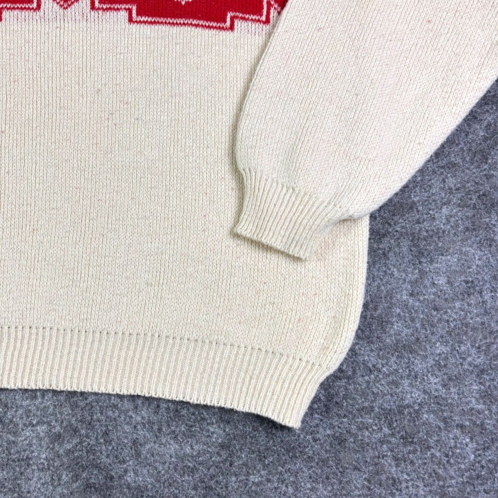 Vintage VINTAGE Cabin Creek Red Cream Fair Isle Snowflake Cotton Sweater USA Large Size L / US 10 / IT 46 - 6 Thumbnail