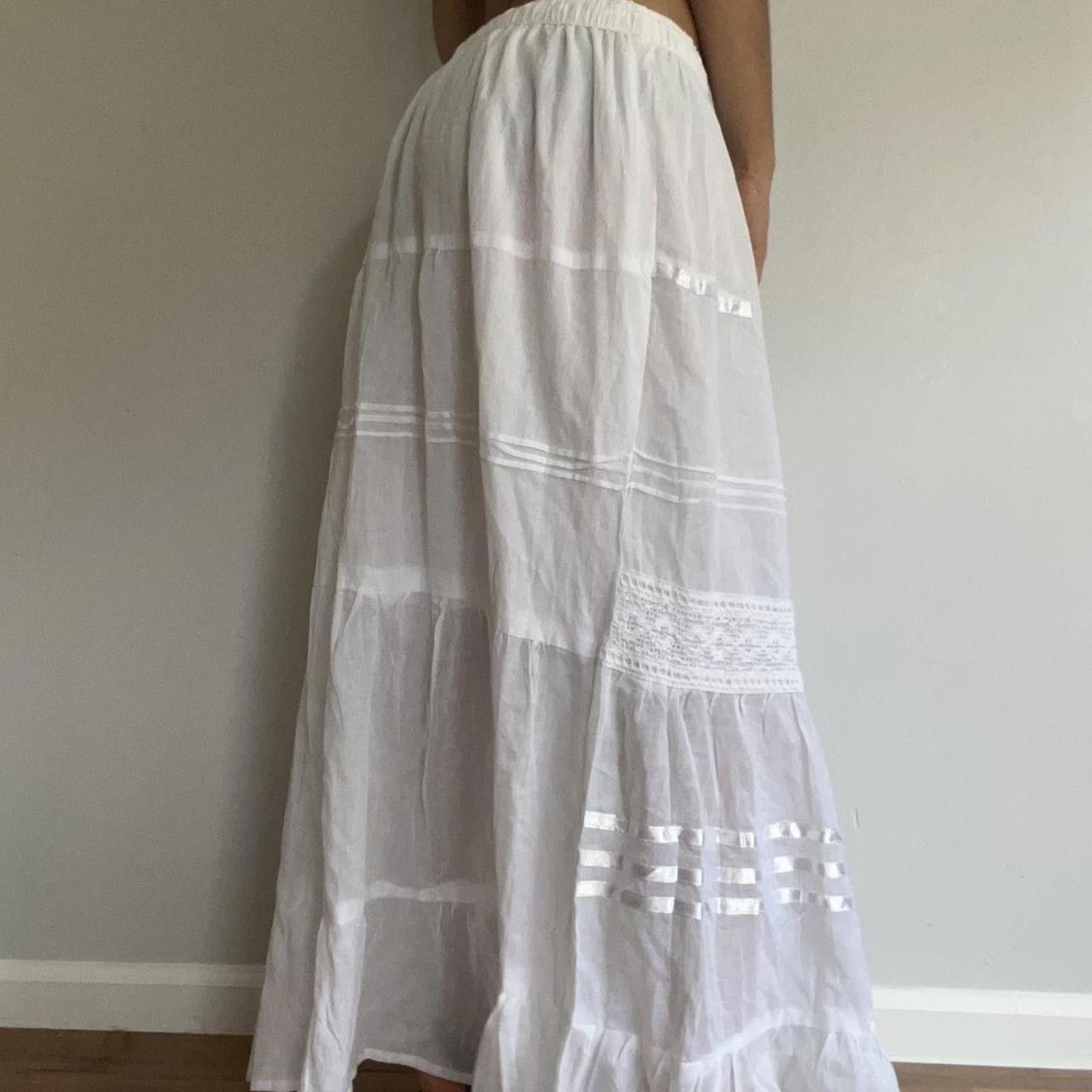Ann Taylor White maxi skirt with elastic waistband #maxiskirt Size 30" / US 8 / IT 44 - 3 Thumbnail