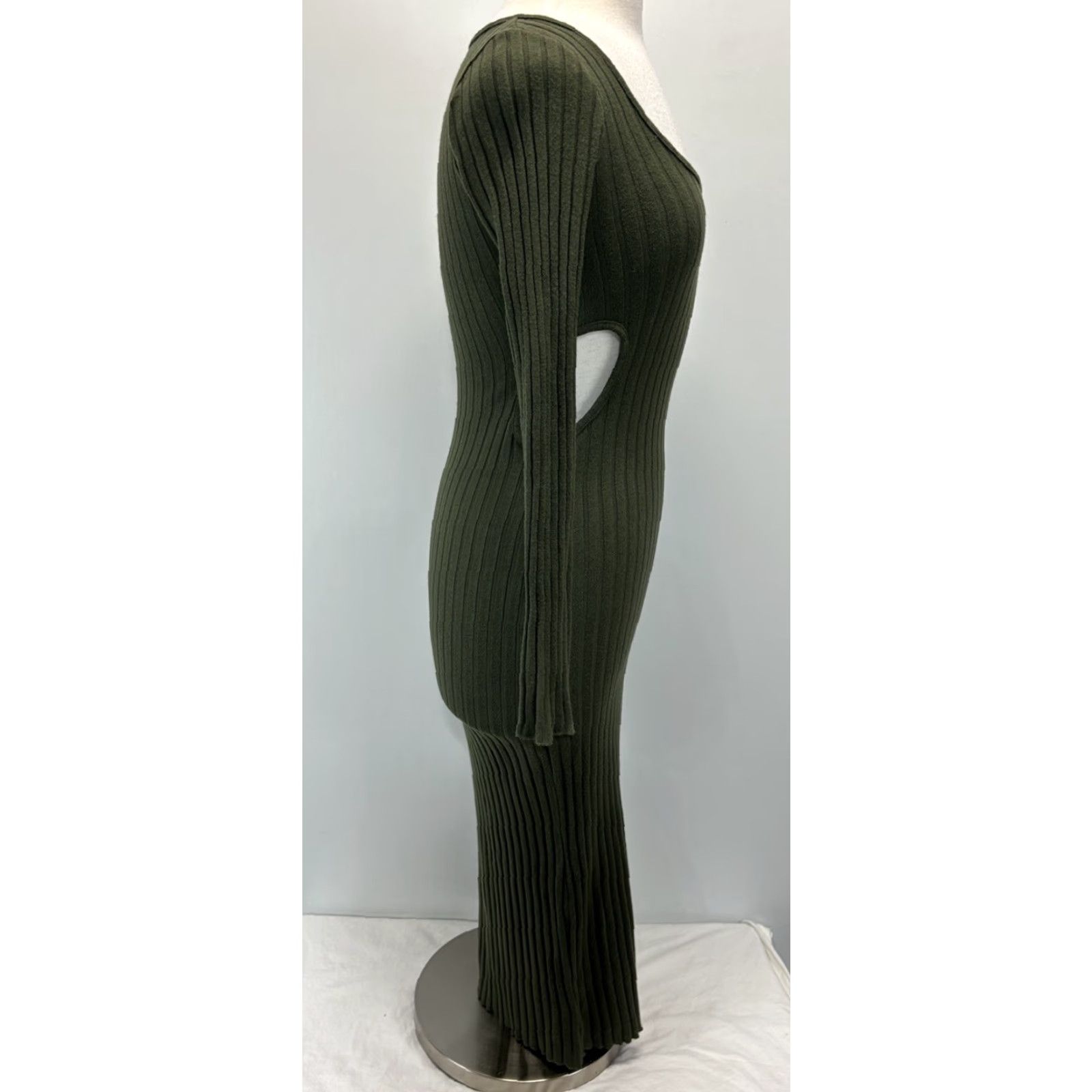Zara ZARA Knit Sweater Midi Dress Medium Green Cutout Long Sleeve Pullover Womens Size M / US 6-8 / IT 42-44 - 4 Thumbnail