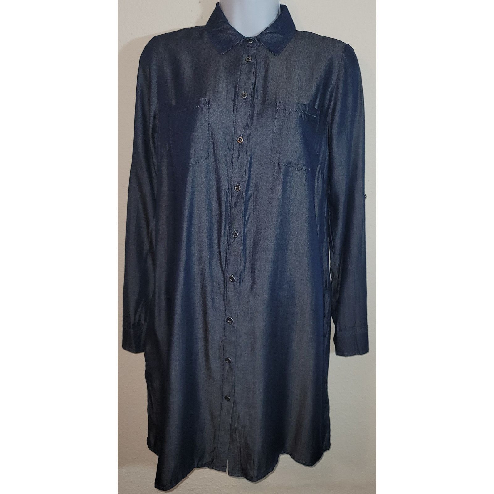 Other Haute Monde Blue Chambray Shirt Mini Dress S Hidden Pockets Size S / US 4 / IT 40 - 1 Thumbnail