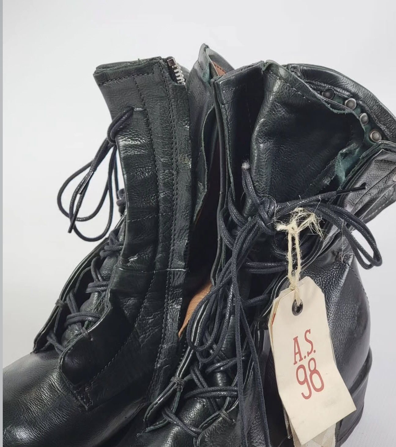 A.S.98 AS98 Leather lace-up Boots Shoes Women's Size 38 Dark Green Size US 7 / IT 37 - 2 Thumbnail