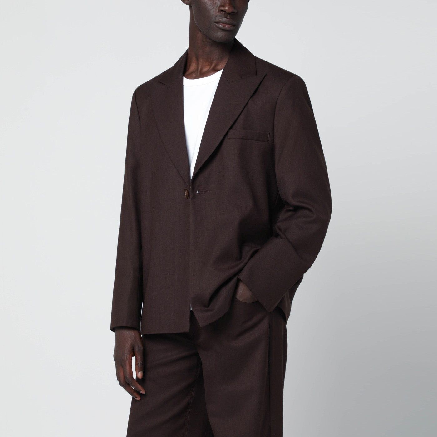 Sefr Sefr Seydou Mud-Colored Jacket In Wool Blend Twill Size US L / EU 52-54 / 3 - 1 Thumbnail