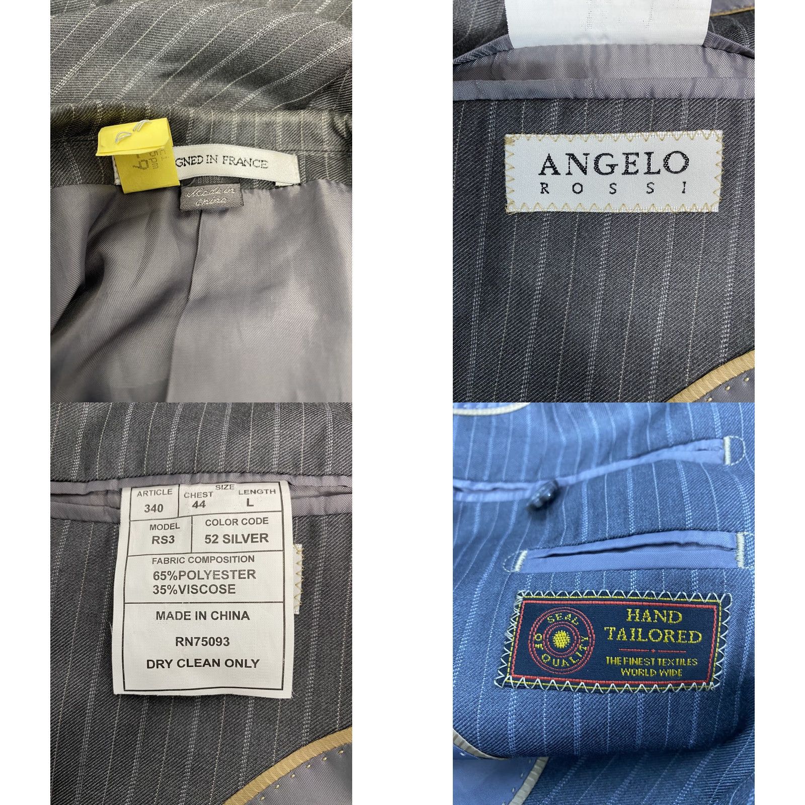 Vintage Angelo Rossi Gray Striped 3 Button Jacket Blazer 44L Suit Jacket Men Size 44R - 8 Thumbnail