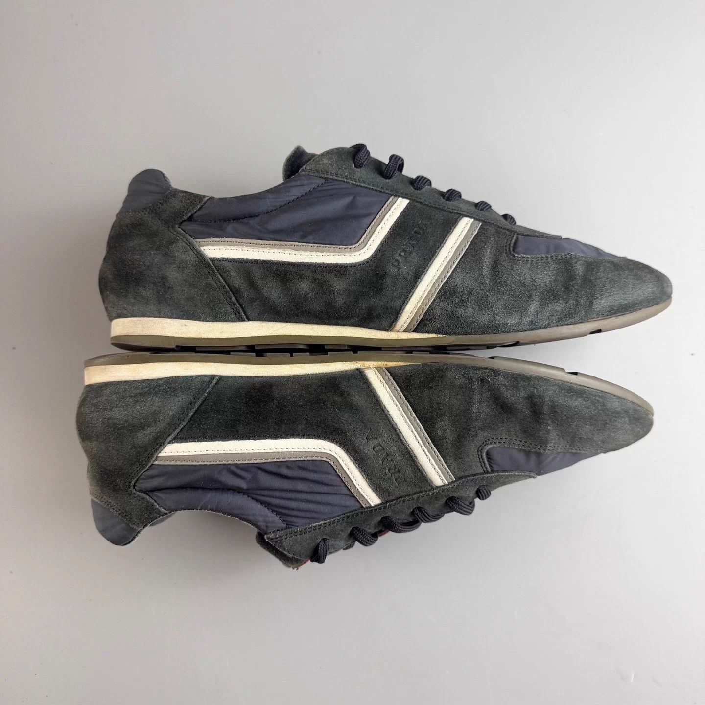 Prada Prada White Blue Suede Logo Lace Sneakers 41 Size US 8 / EU 41 - 4 Thumbnail