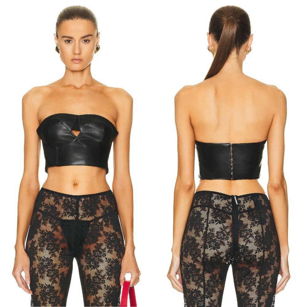 Rta NWT New $495 RtA Rangi Leather Corset Black Top Size 4 Size S / US 4 / IT 40 - 1 Thumbnail