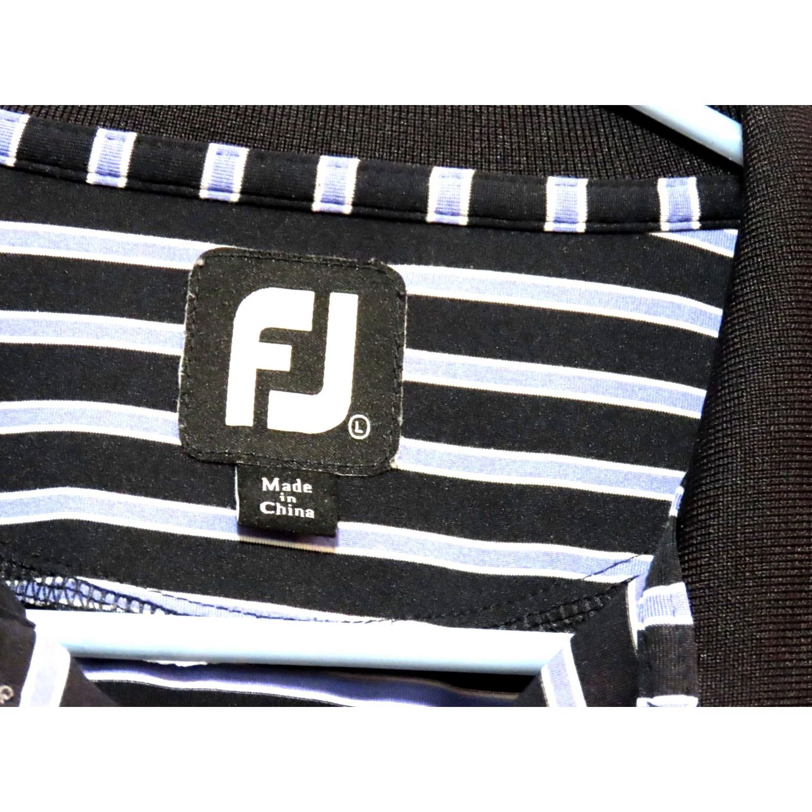Footjoy FootJoy Polo Shirt Size L Regular Purple Black Striped Short Sleeve Cotton? (Note: fabric listed as Polyester) Size US L / EU 52-54 / 3 - 4 Thumbnail
