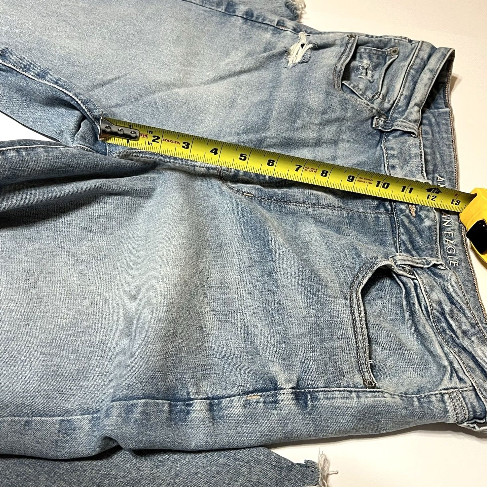 American Eagle Outfitters VINTAGE American Eagle Jeans 18 Long Flare 31in 5-Pocket Blue Distress Stretch Denim Womens High Rise Trouser Size 40" / US 18 - 4 Thumbnail