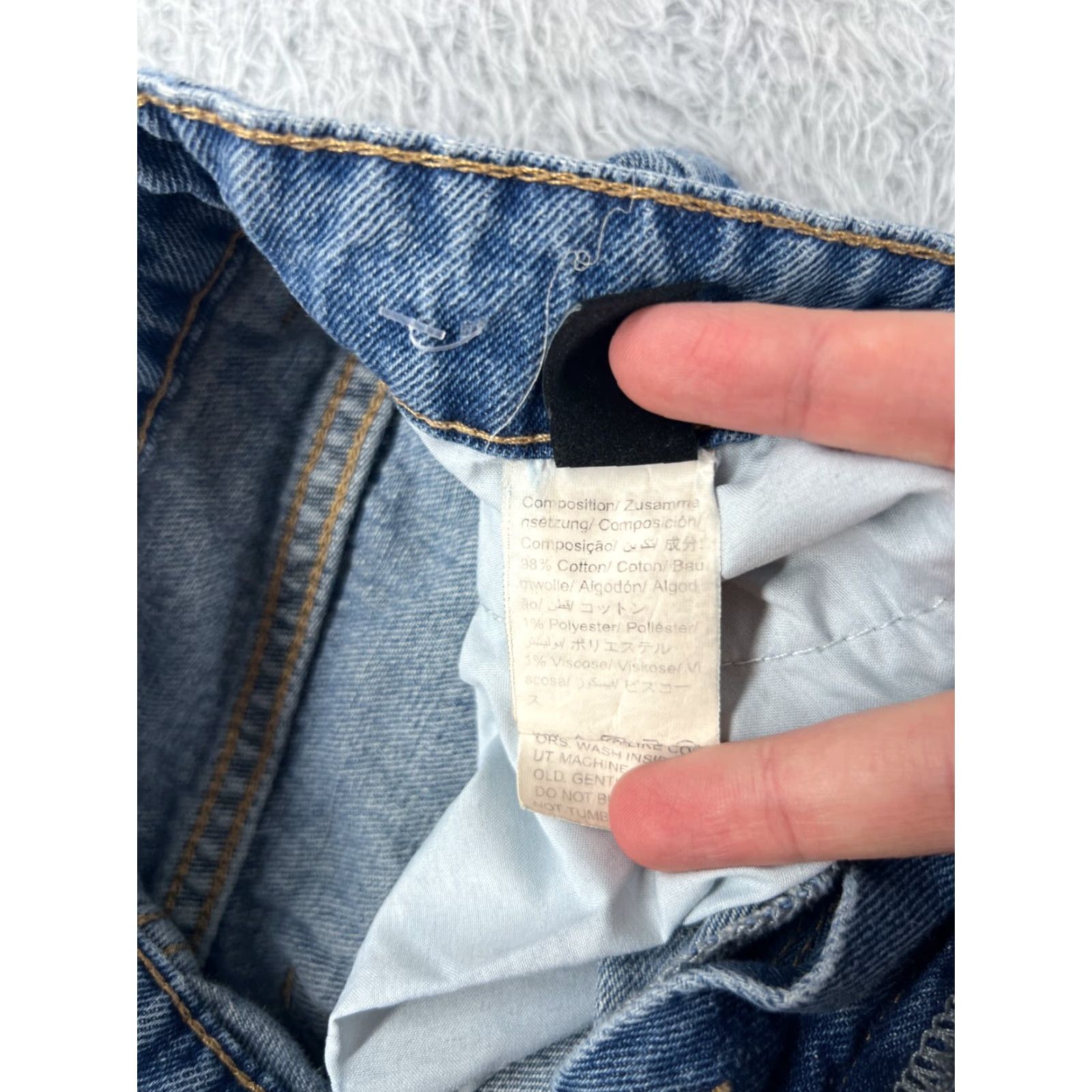 Vintage Dazy Jeans Womens 24 Blue Denim Jeans Straight Wide Leg Cotton Blend 24x26 Vintage No 5-Pocket Regular High Rise Blue Marine Pattern 90s Mens Women Size 42" / US 20 - 7 Thumbnail