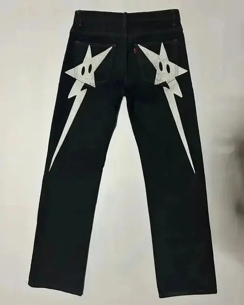 Jean Streetwear Y2k Stars Print Baggy Jeans Size US 32 / EU 48 - 3 Thumbnail