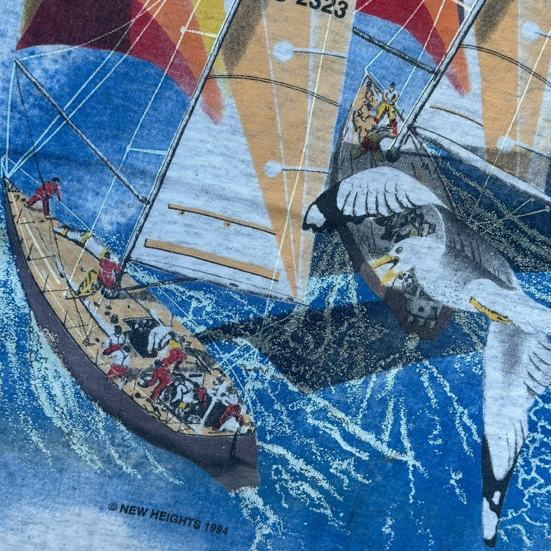 Vintage Vintage 90s Sailboat Seagull T-Shirt Gray L Single Stitch Na Size US L / EU 52-54 / 3 - 3 Thumbnail
