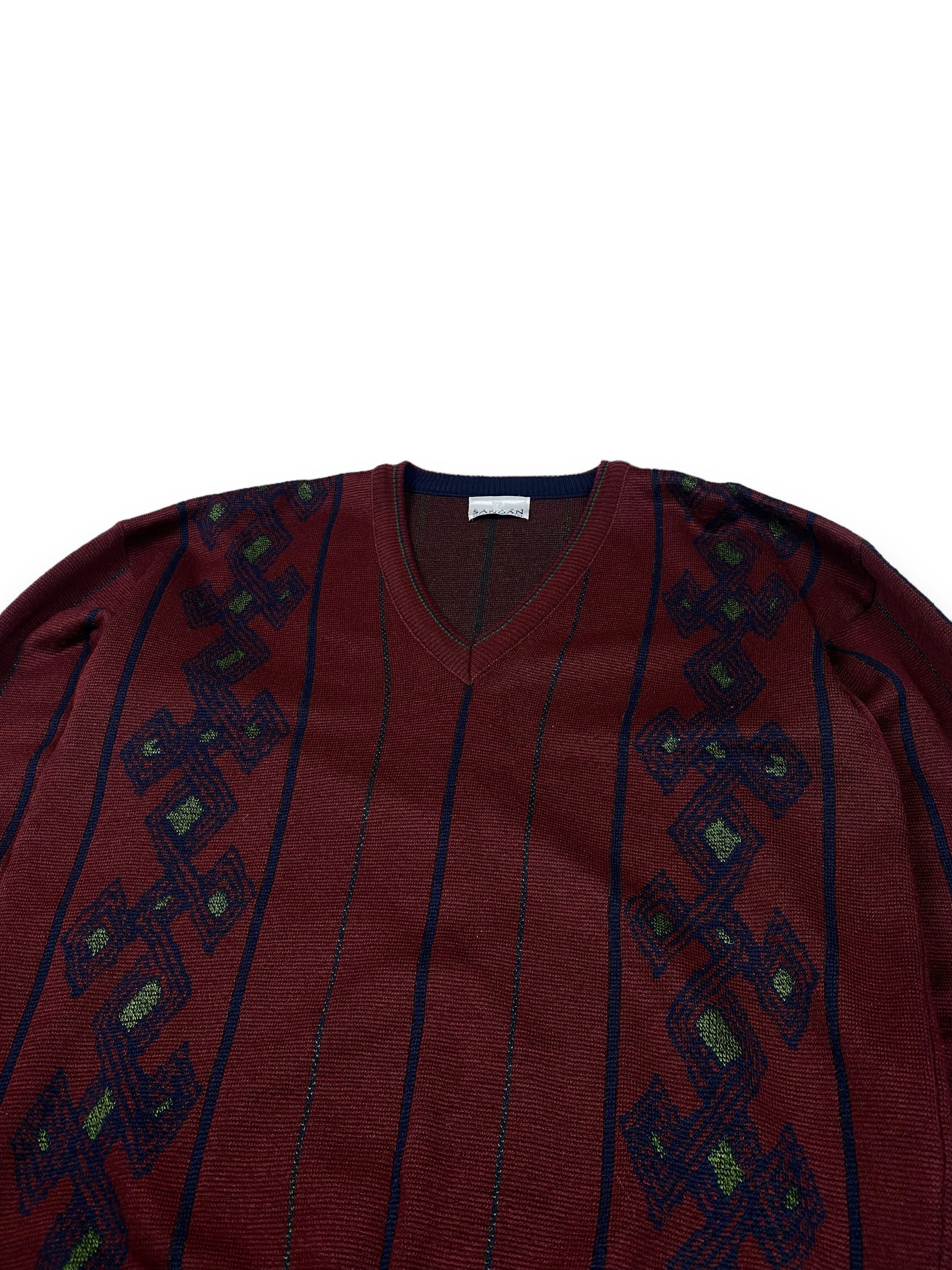 Vintage Vintage PIERRE SANGAN Crazy Print Wool Sweater Cardigan M647 Size US L / EU 52-54 / 3 - 4 Thumbnail
