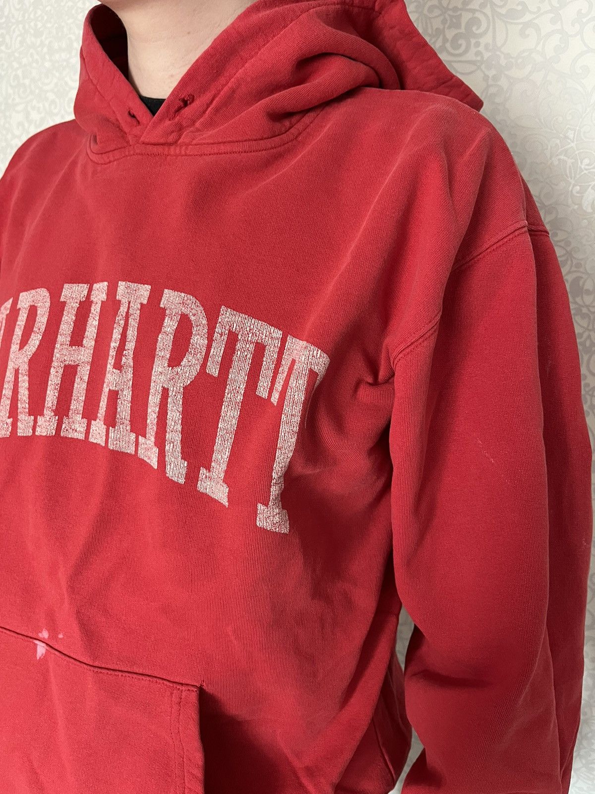 Carhartt × Vintage Vintage 90s Carhartt Men Distressed Red Logo Hoodie Size US L / EU 52-54 / 3 - 4 Thumbnail