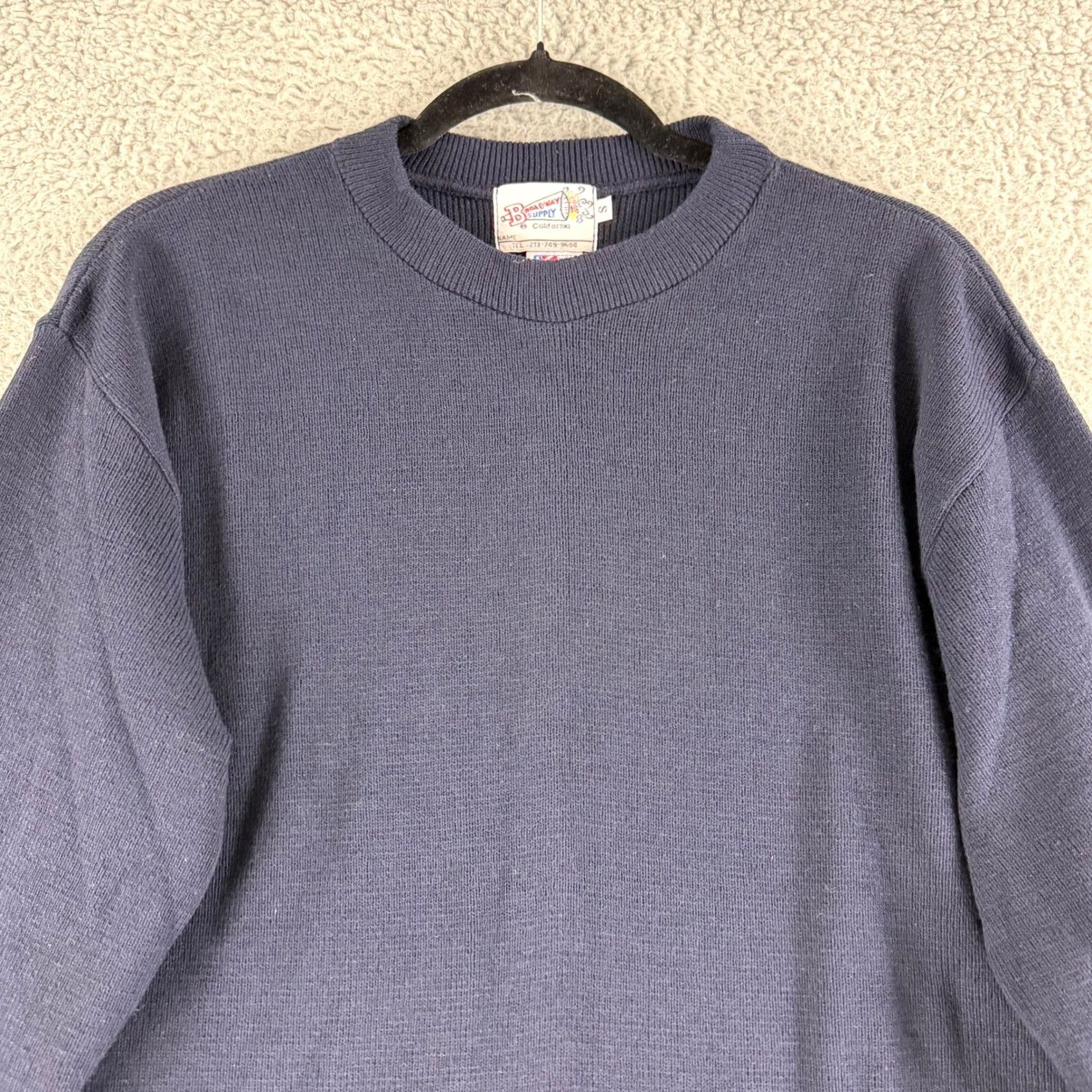 Vintage VINTAGE Broadway Supply Sweater Mens Small Navy Blue Crewneck Long Sleeve Made in USA Size US S / EU 44-46 / 1 - 2 Thumbnail