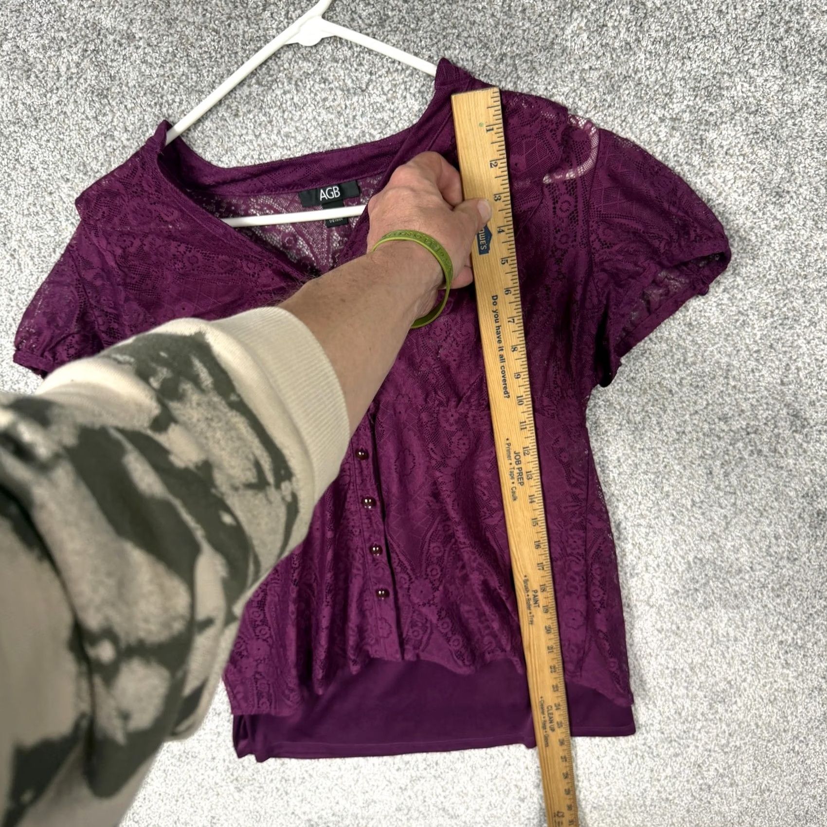 Vintage AGB Blouse L Short Sleeve Sheer Floral Lace Dark Romantic Feminine Bohemian Gothic Whimsigoth Indie Purple Women N/A Size L / US 10 / IT 46 - 2 Thumbnail