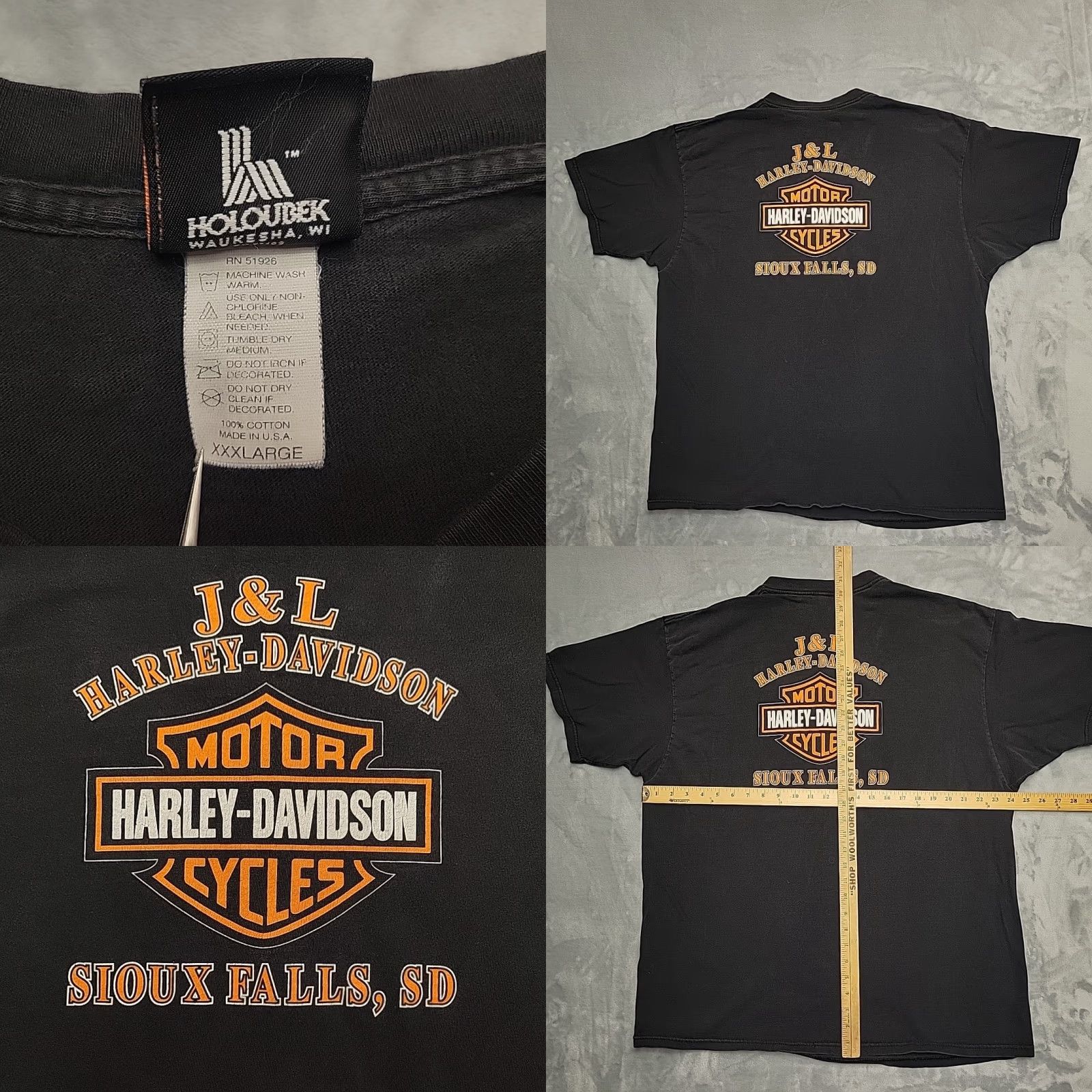 Harley Davidson VTG Harley-Davidson Shirt Mens 3XL Black Sturgis Thunder Dakota Made In The USA T-Shirt Graphic Print Crew Neck Short Sleeve Cotton Jersey Size US XXL / EU 58 / 5 - 8 Thumbnail