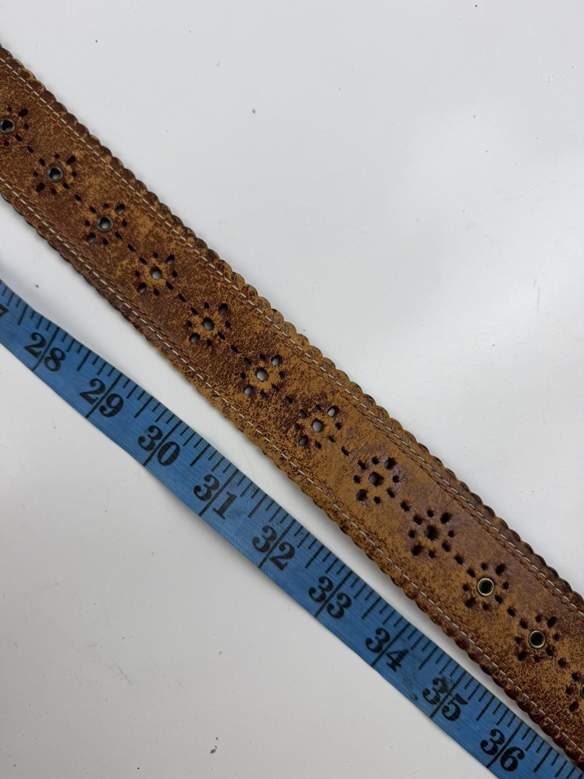 Japanese Brand rare design studded leather belt tc52 Size 32 - 9 Thumbnail