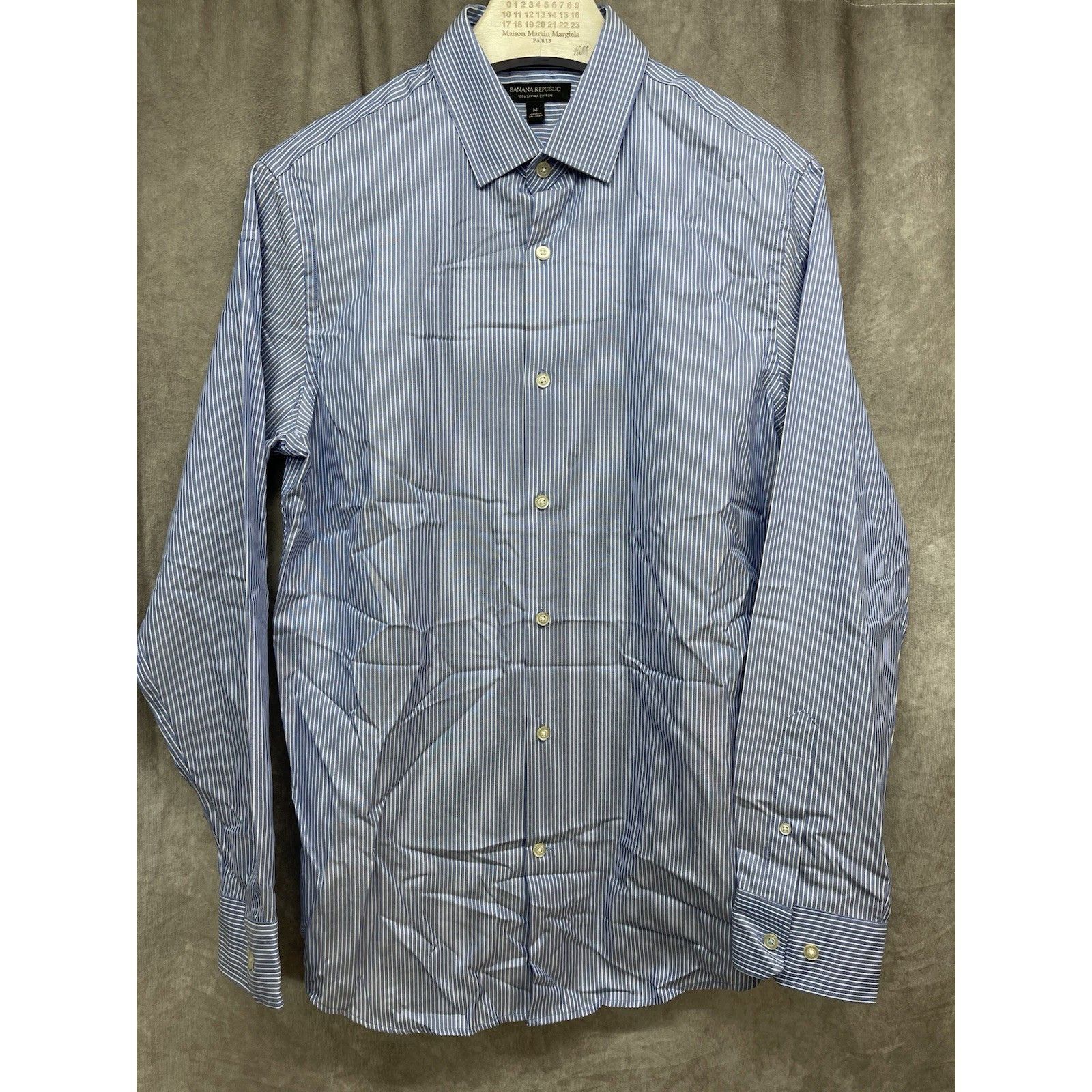 Banana Republic Banana Republic Men's M Grant Fit 120s Supima Cotton Blue Pi Size US M / EU 48-50 / 2 - 2 Thumbnail