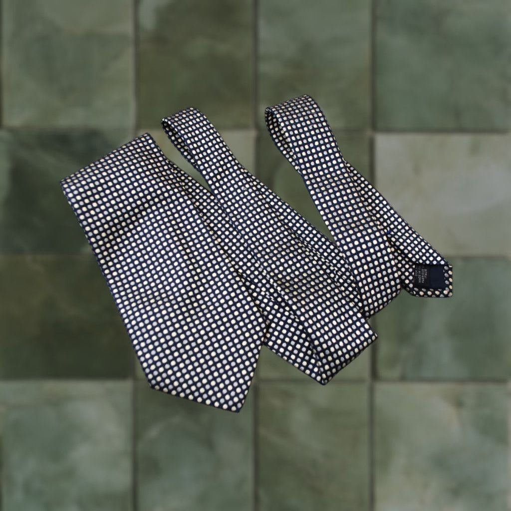 Canali VINTAGE MEN'S CANALI POLKA DOT BLACK WHITE TIE MADE IN ITALY 100% SILK LUXURY CLASSIC Size ONE SIZE - 1 Thumbnail