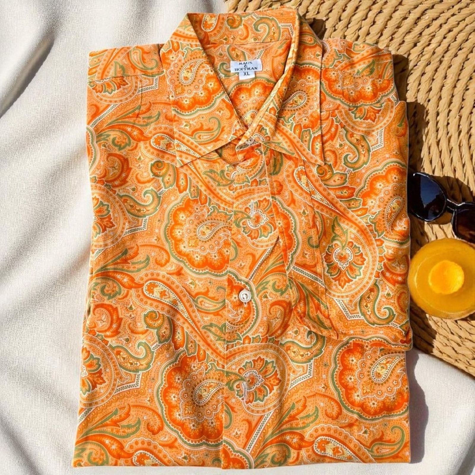 Maus & Hoffman Vintage Maus & Hoffman Orange Cabana Palm Beach Shirt XL Size US XL / EU 56 / 4 - 11 Thumbnail