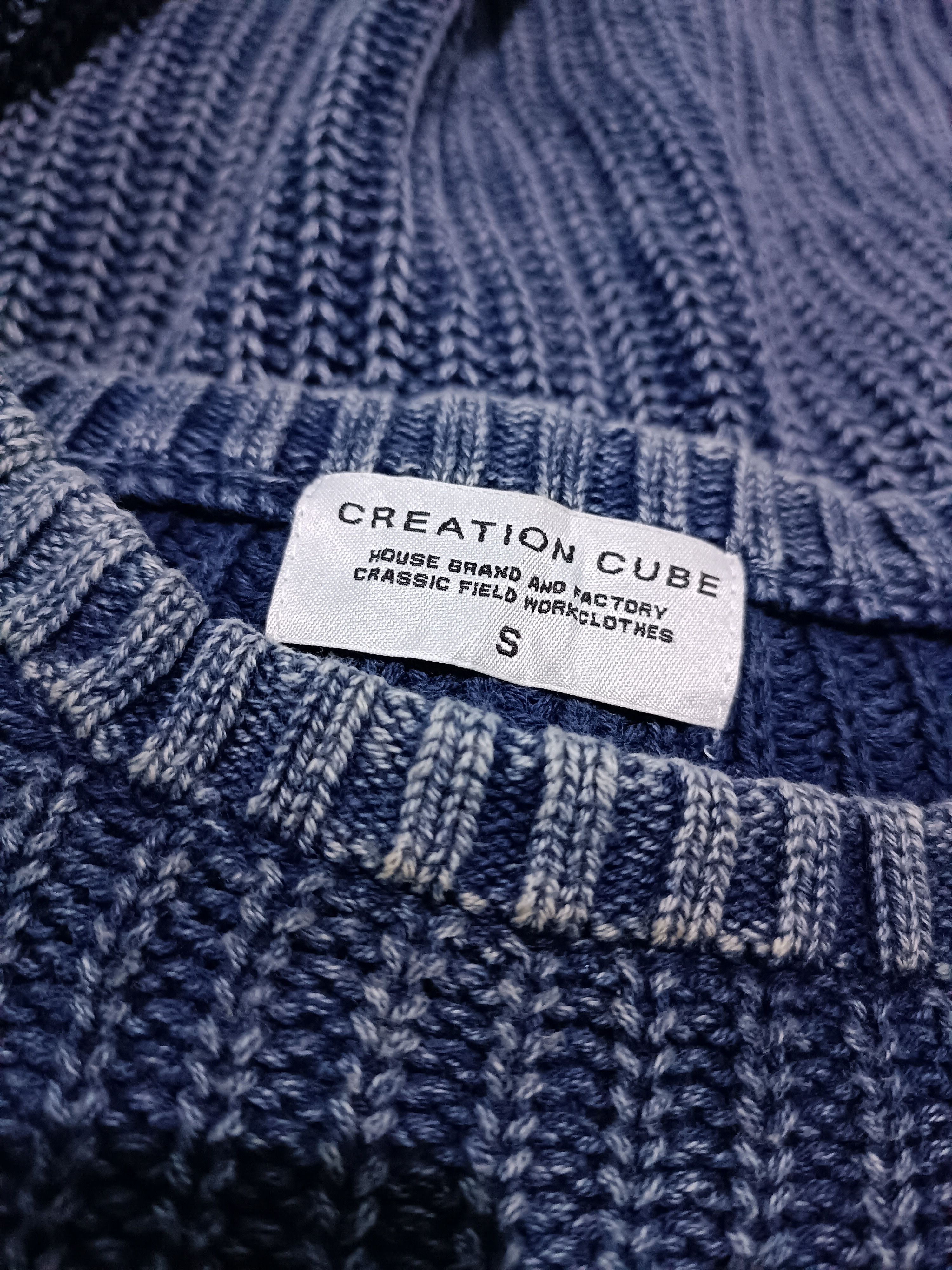 Japanese Brand Indigo Sulfur Dyed Cable Knit Sweater Size US M / EU 48-50 / 2 - 6 Thumbnail